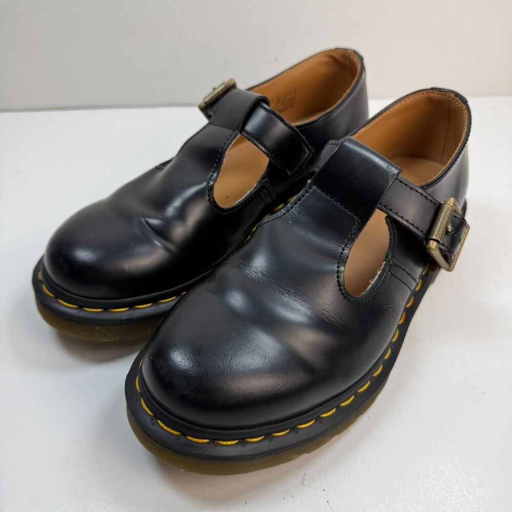 Dr Martens Polley Mary Jane Shoes Womens 6 Black Chunky Dark Academia Schoolgirl